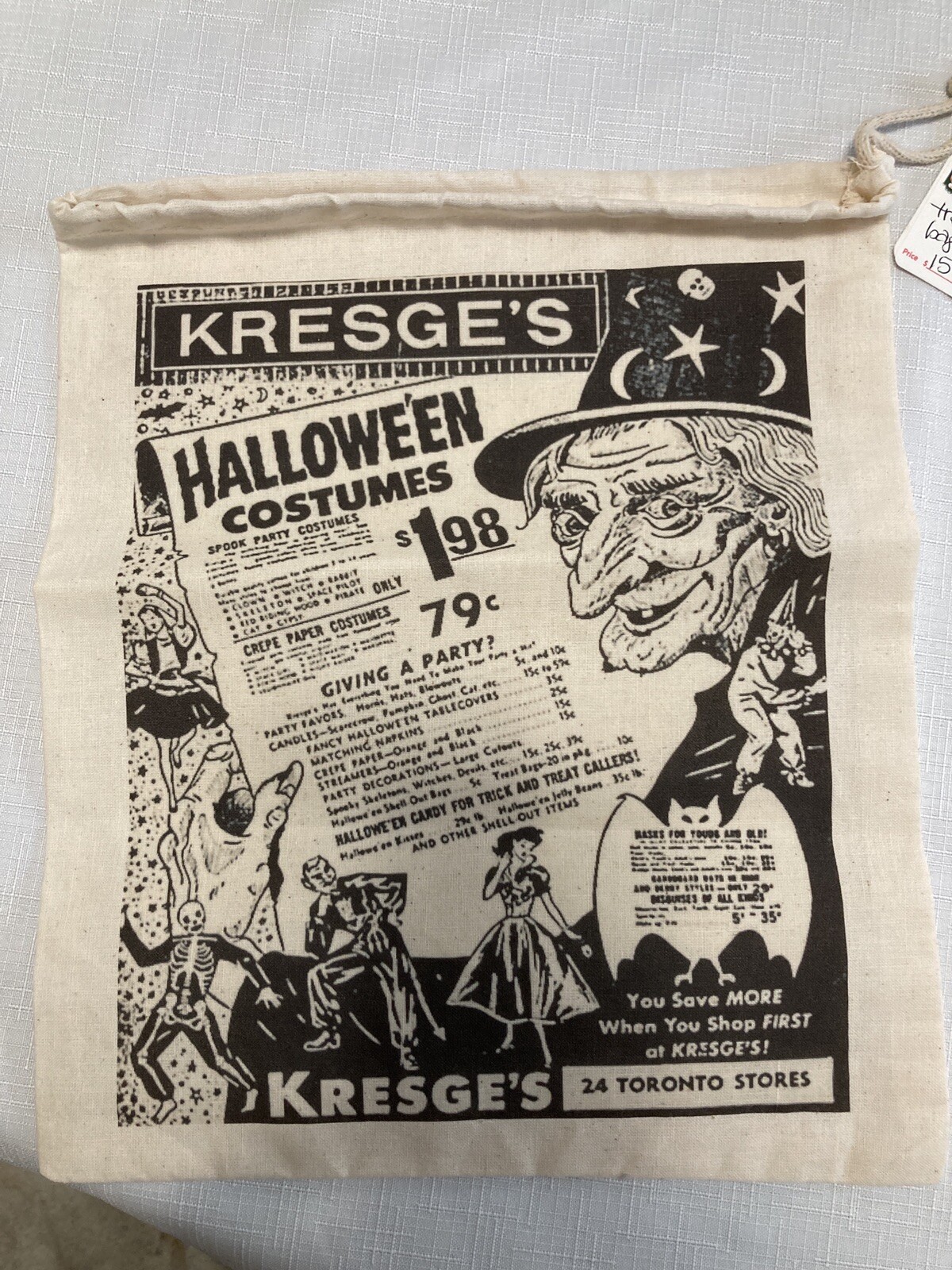 VINTAGE RETRO OLD COSTUME HALLOWEEN KRESGES DIME STORE AD Canvas Bag Pouch
