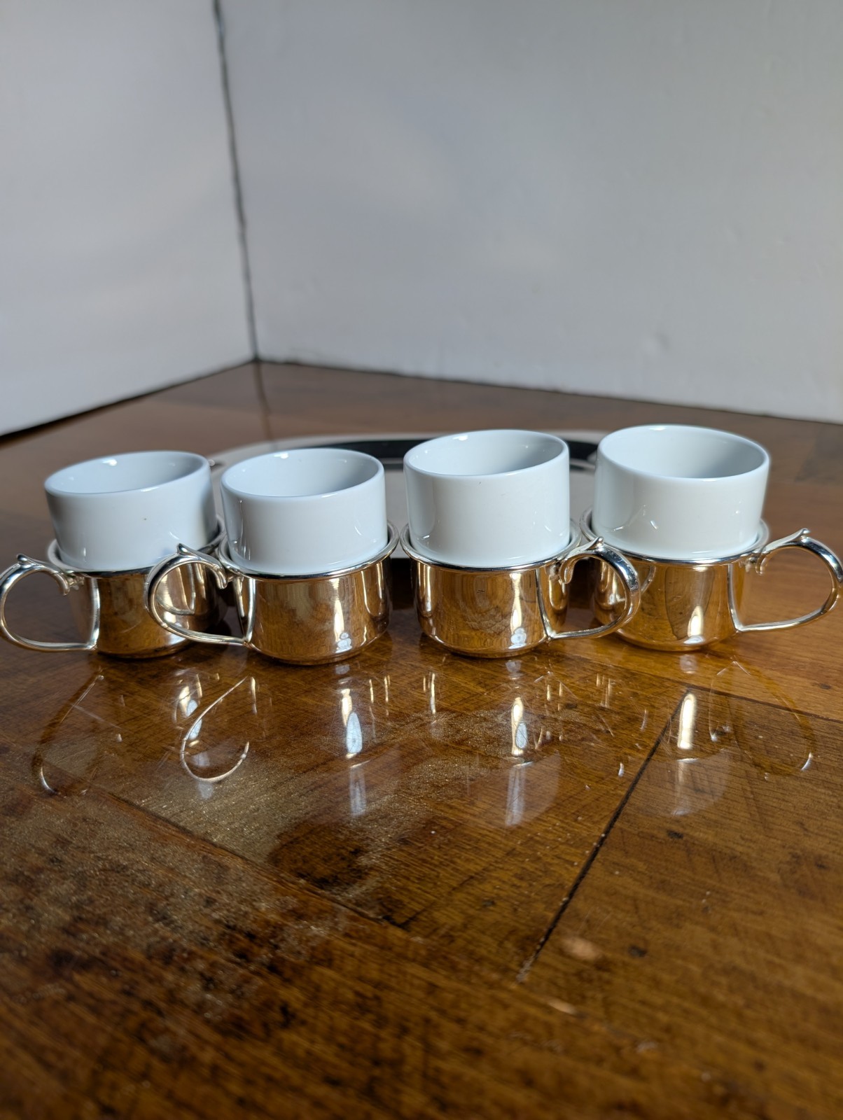 Silver Plated Expresso Cups With Serving Tray/Italy/Tognana/Vintage