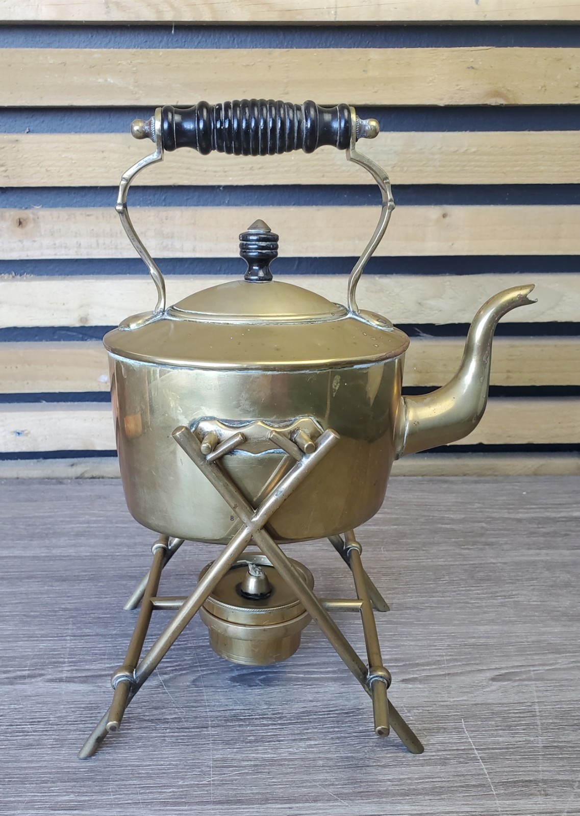 Victorian Brass Tipping Kettle With Stand & Spirit Burner By William Soutter