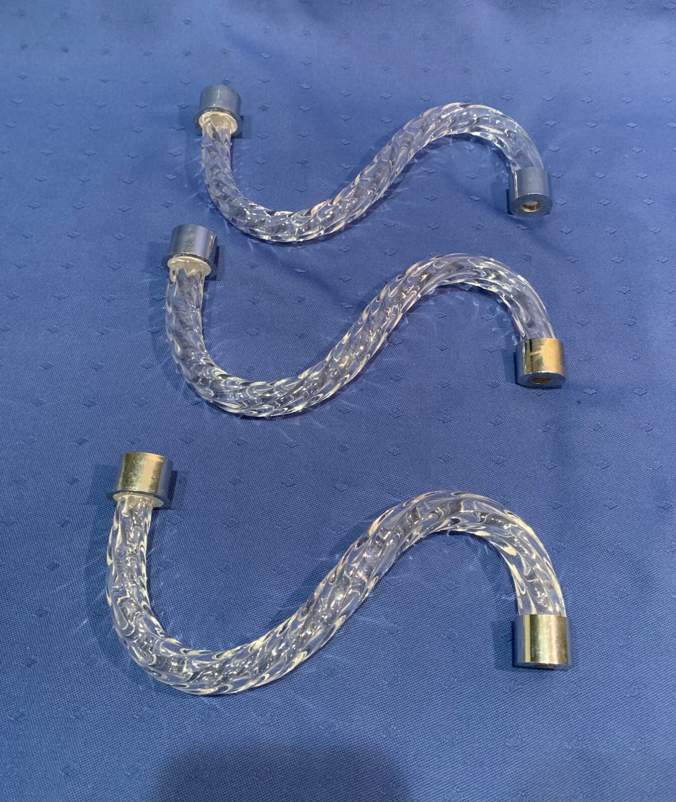 Vintage Chandelier Crystal Glass Twisted Rope S Shaped Arm 8″ 3 Available