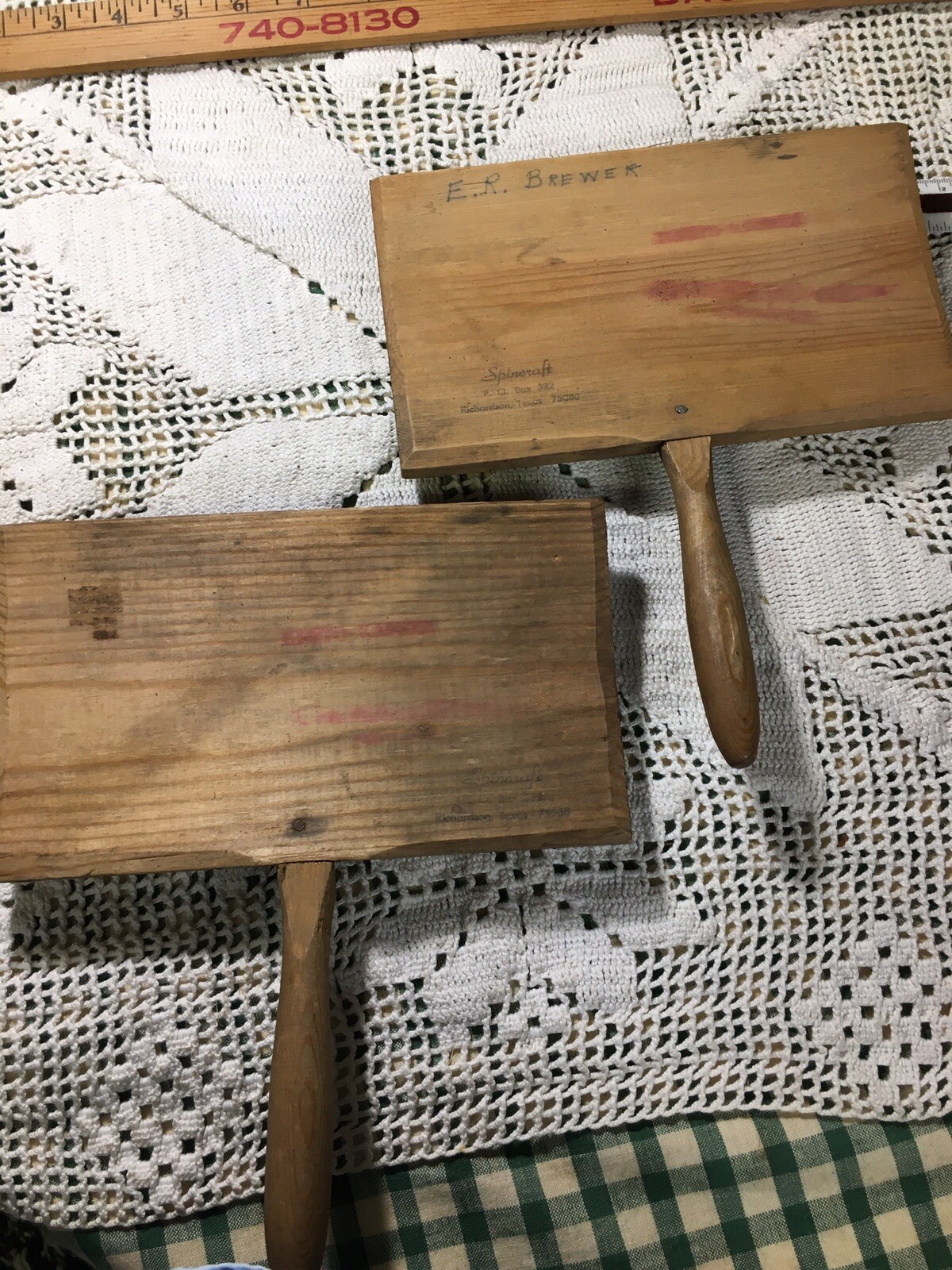 2-Antique Old Wood Carders Combs Weaving Spinning Sheep Primitive Country