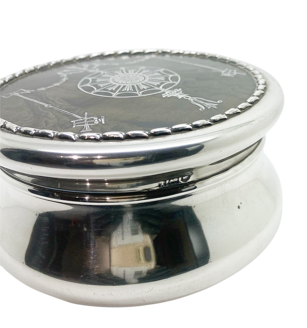 William Comyns Solid Silver Pique Inlaid lidded Pot 1859 136g