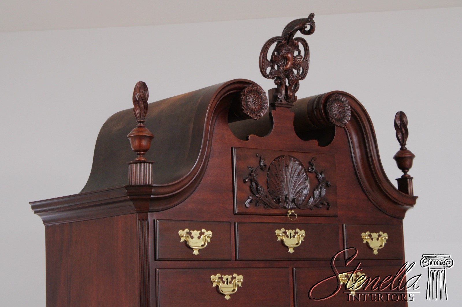 72594: BAKER Clawfoot Colonial Williamsburg Mahogany Highboy