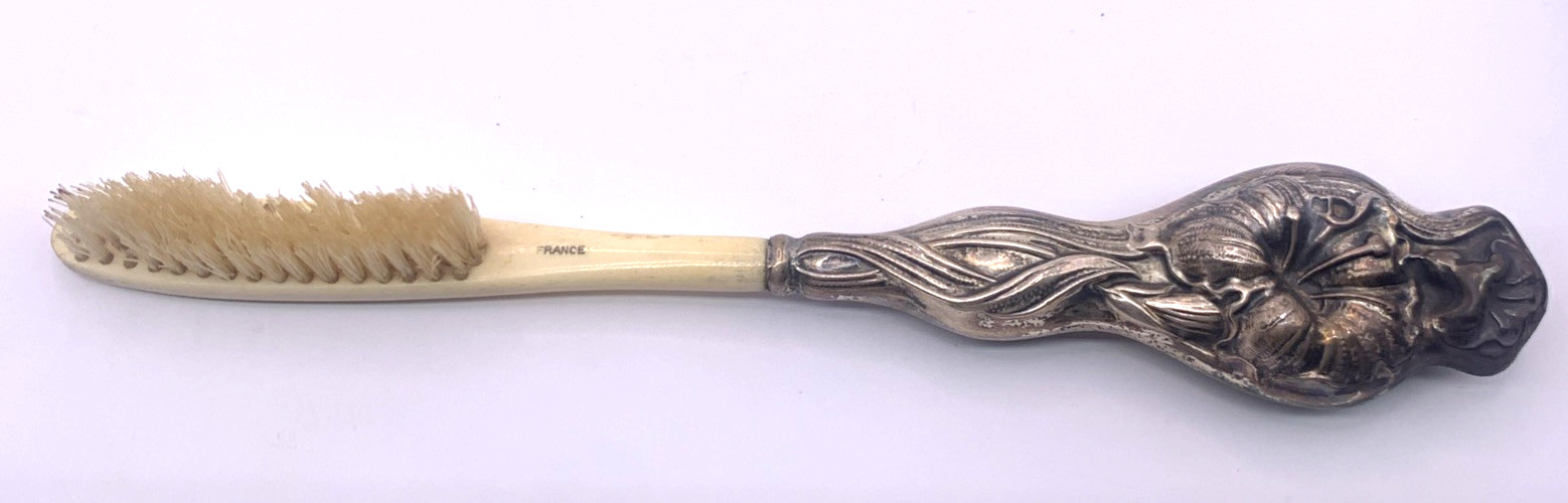 Antique Sterling Silver Mustache Beard Brush France