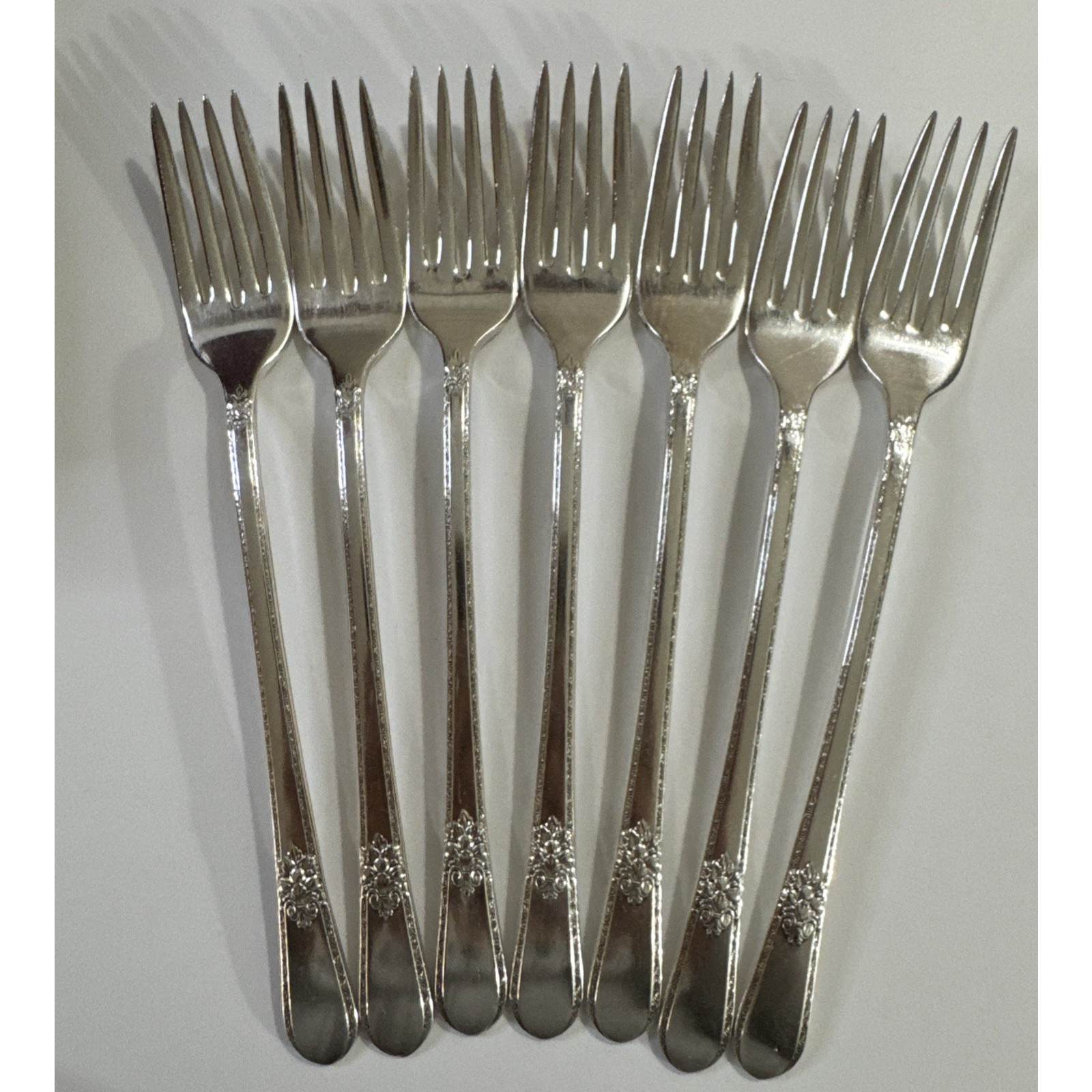 7 Vintage Grille Forks – Adoration- 1847 Rogers Bros Silverplate