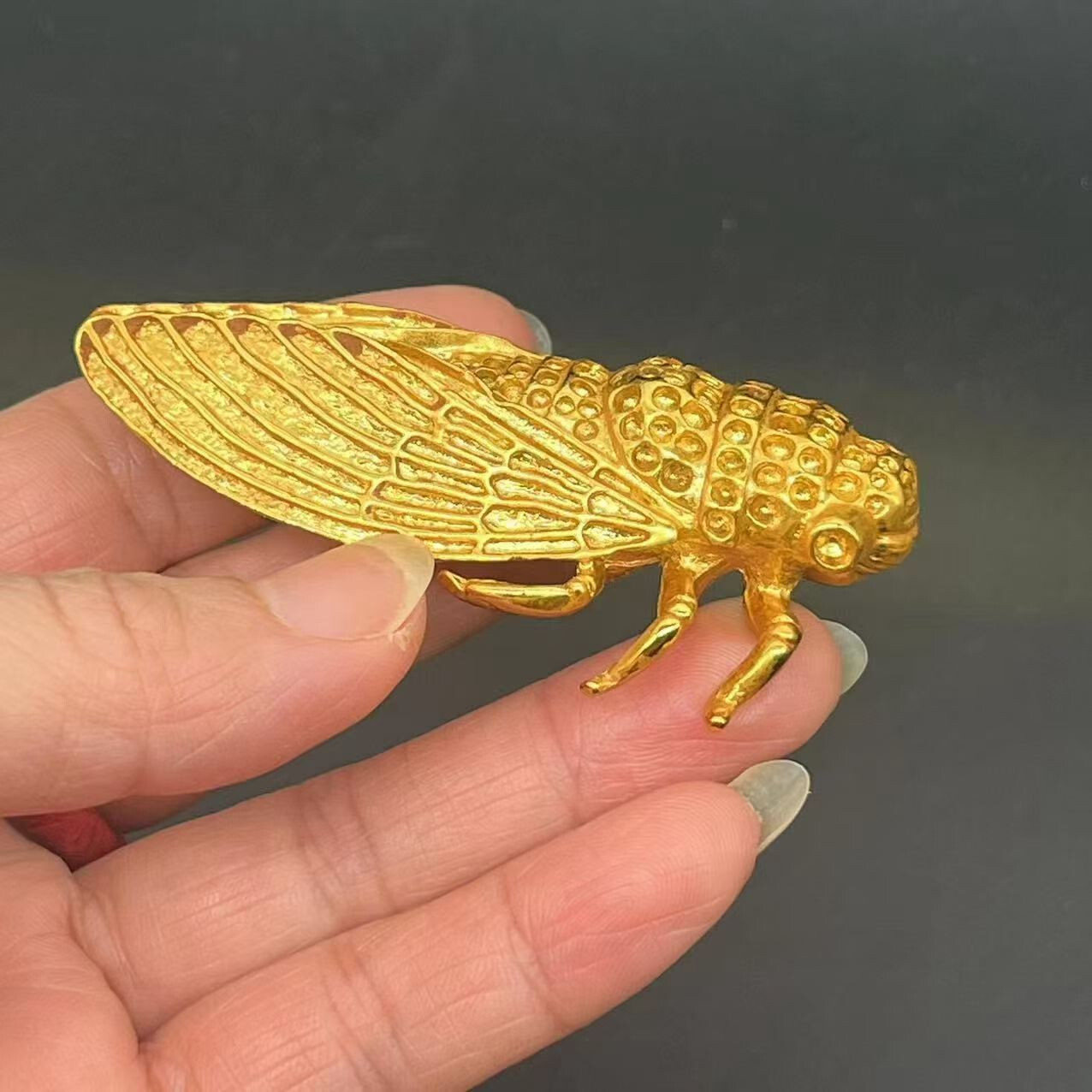 Creative Pure Brass Cicada Collection Exquisite Statue Ornament Decors 4.4*1.8cm
