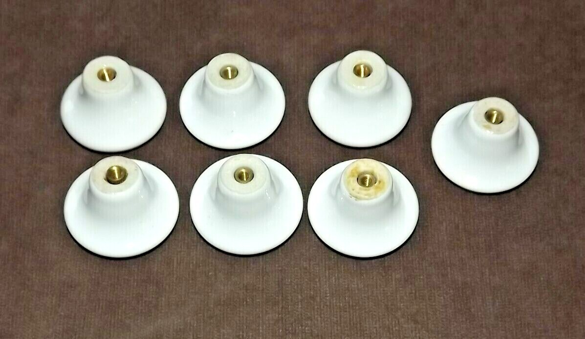 Porcelain Knobs Pulls Drawer Cabinet Pink Roses buds 1.5″ Lot of 7 w no screws