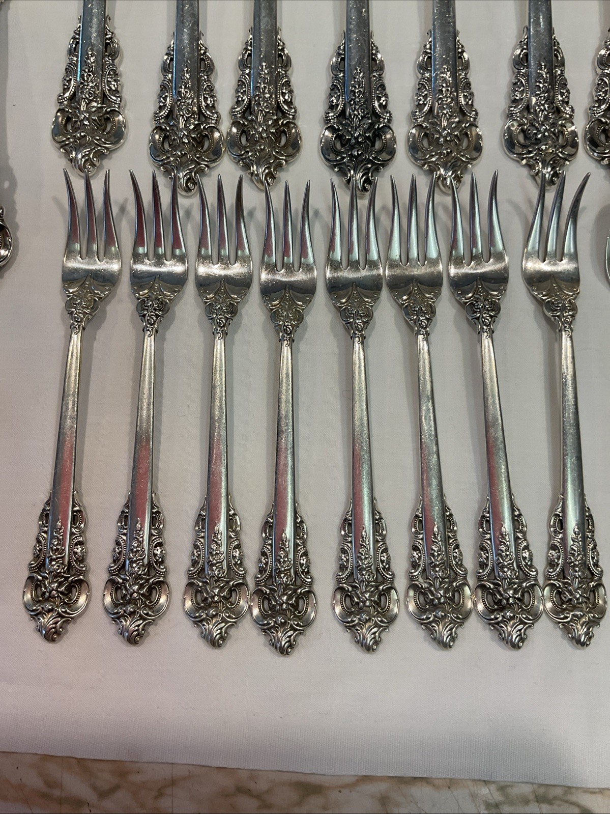 93pc Wallace Sterling Silver Grande Baroque Flatware 10 Person Service + More