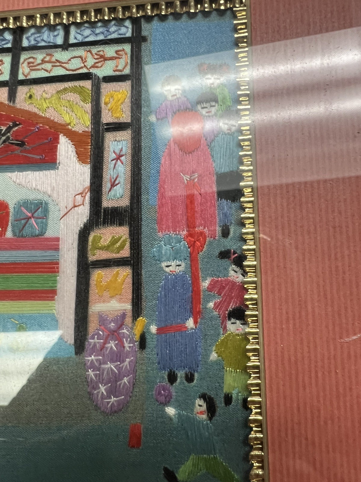Lot Of 4 Embroidery On Silk Scenes Of Folk Life In China Near Suzchu Jiangsu Pro