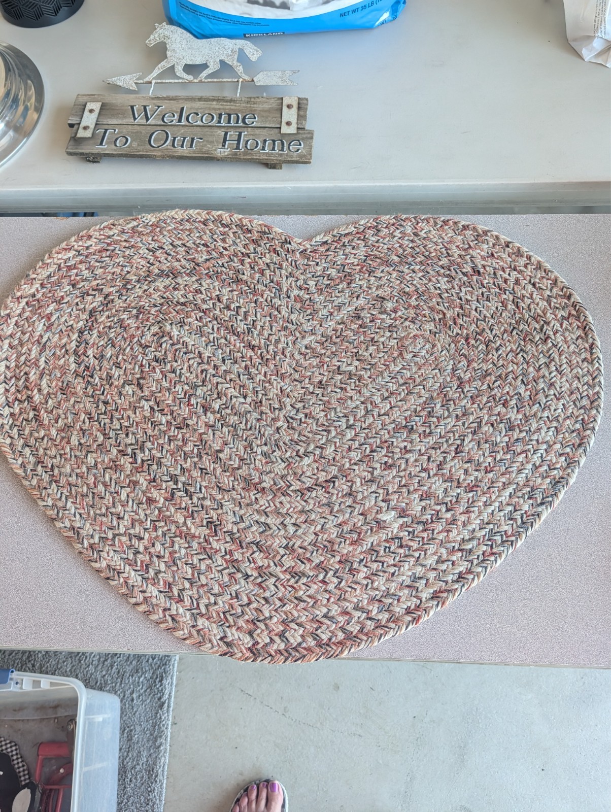 Heart shaped braided Rug 31 wide xx 22 long