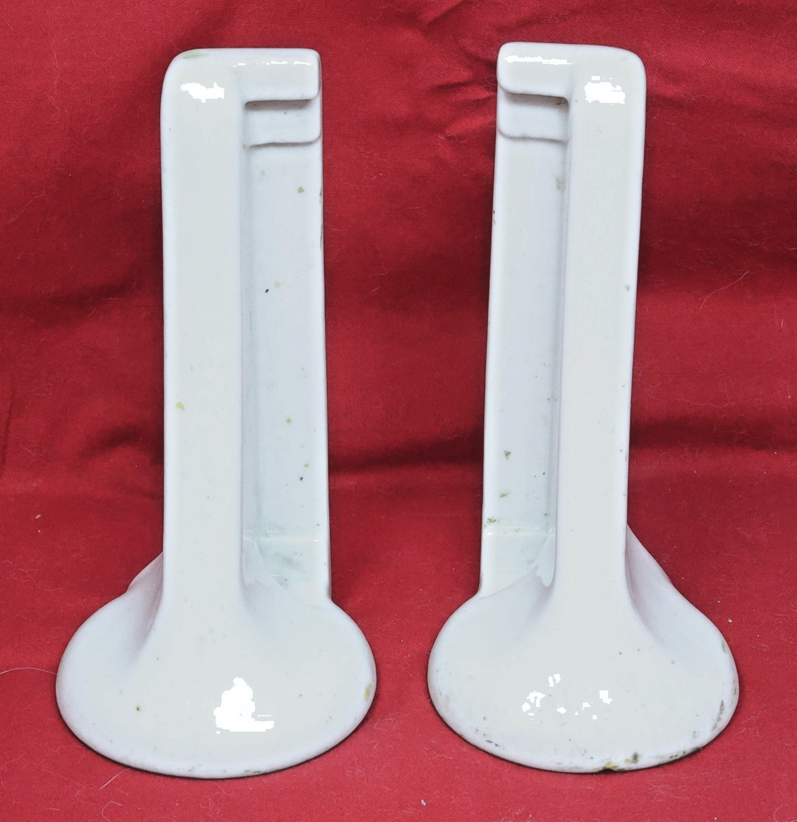 c.1910 Antique Vitreous Porcelain Shelf Brackets White Enamel Wall Mount Ceramic