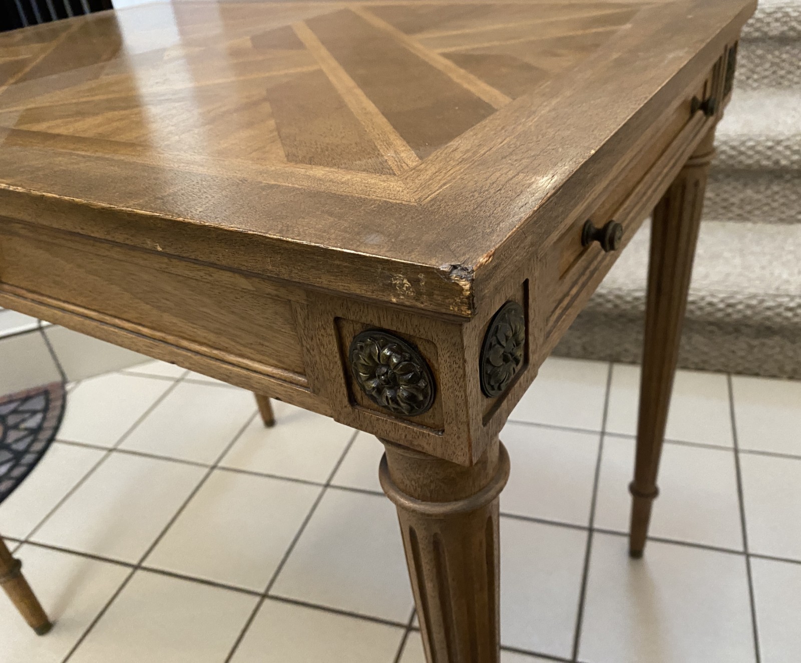 Antique Weiman Heirloom Quality Table-405-Game/Card Table-Inlaid-Side Pullouts