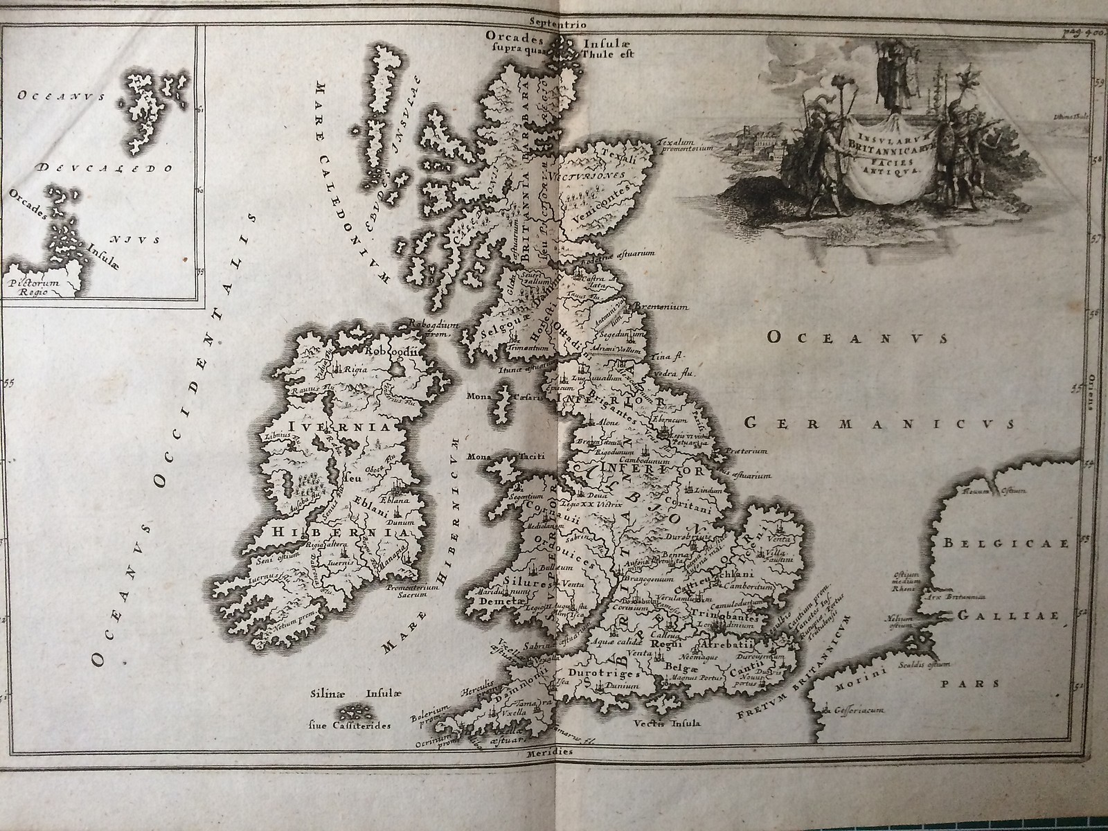 1686 Antique Map; Cellarius – Insularum Britannicarum Facies Antiqua