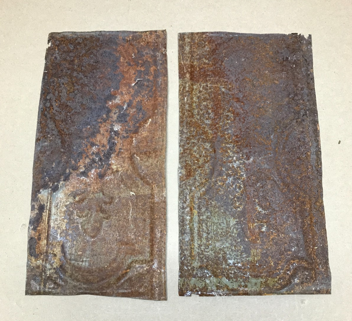 Antique Pair 6″ x 12″ Tin Ceiling Fleur De Lis Shabby Panels Chic VTG 1104-26B