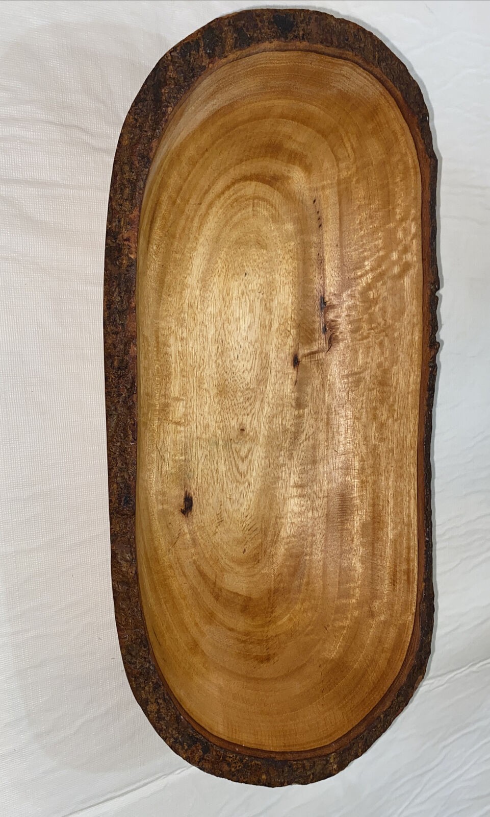 Rustic, Live Edge, Rectangle, Hand, Turned Wooden Bowl 15”L￼