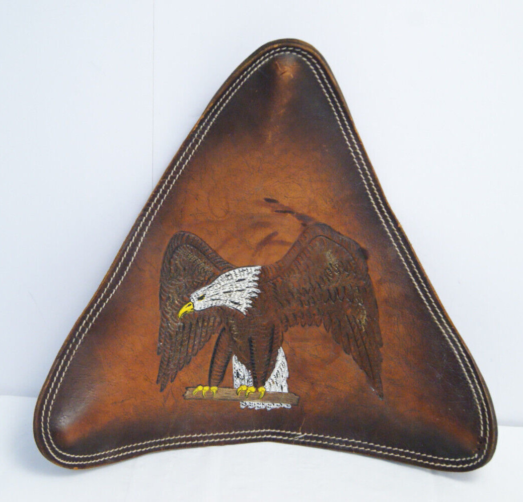 Vintage Americana Leather Tri Pod Folding Chair SEAT ONLY with Eagle Distressed