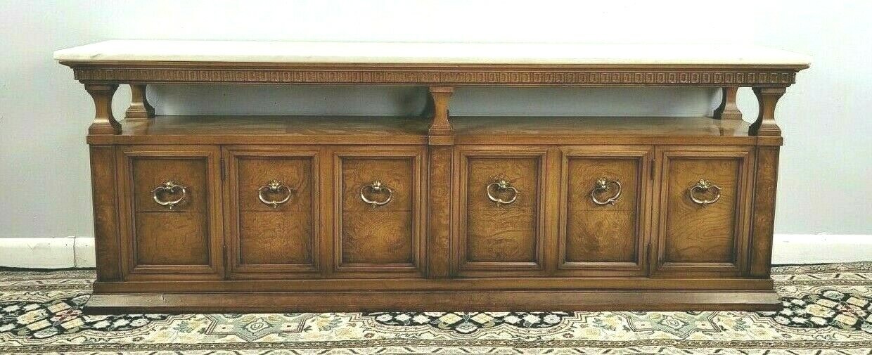 Mid-Century Modern Sideboard Marble Top Low Height 24″ Perfect for Big Screen TV