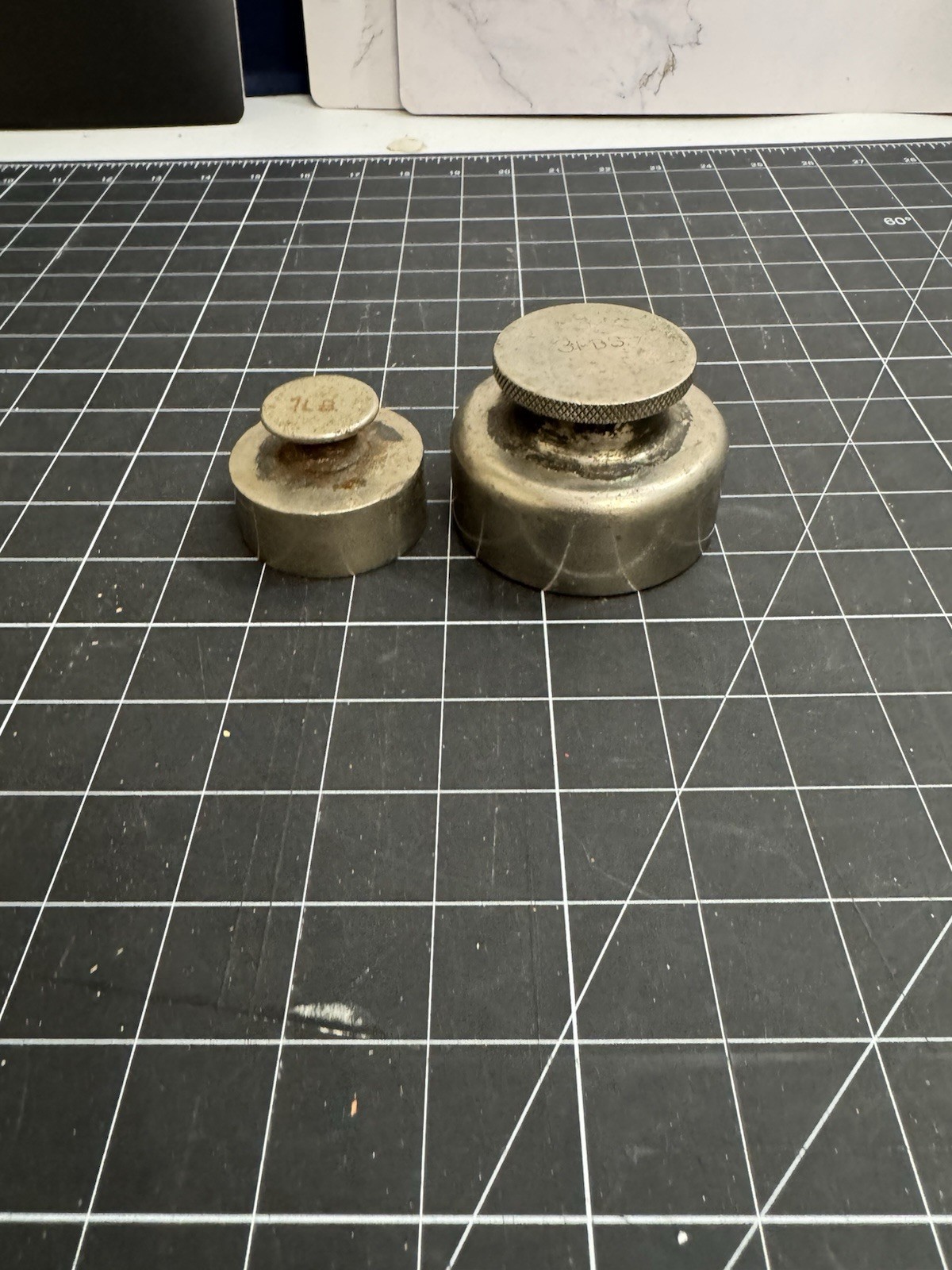 Vintage Lot of 2 Balance Scale Bottle Weights – 1lb and 3lb Weights