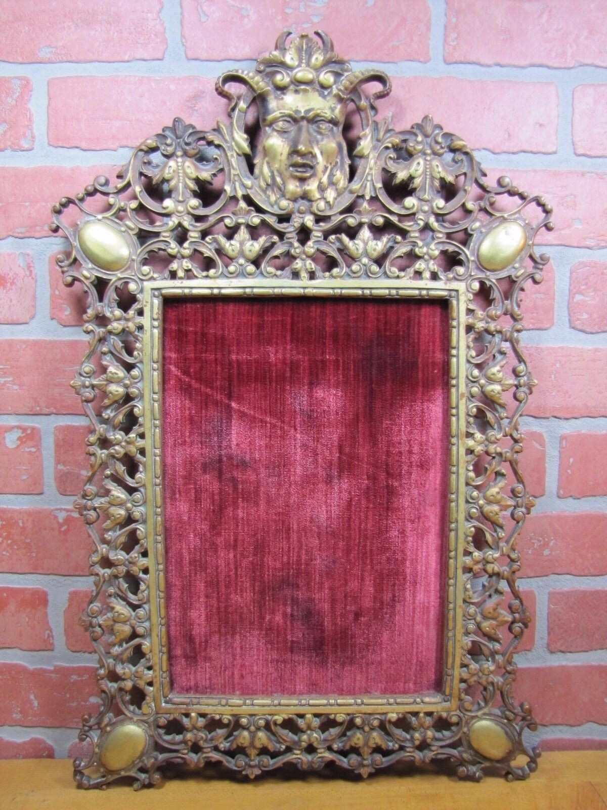 19c DEVIL Decorative Arts Bronze Frame Picture Mirror Artwork Tiffany Paris