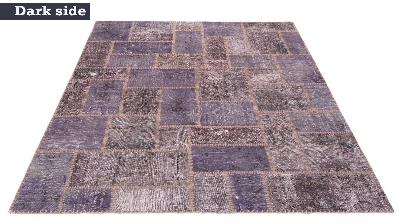 Patchwork Hand-Knotted Vintage Oriental Rug Carpet Purple 208×150 cm