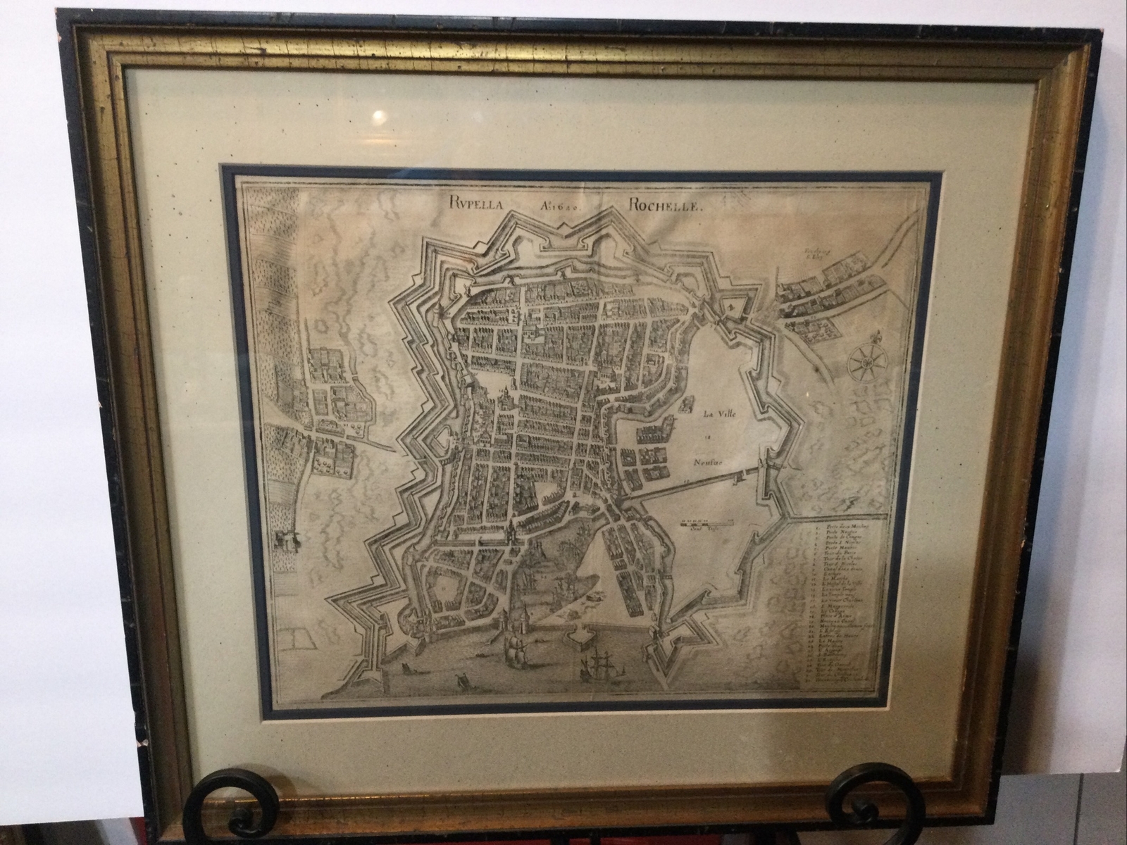 Rare 17th Century Engraving Rvpella Rochelle France 1620 14” X 12 1/2”