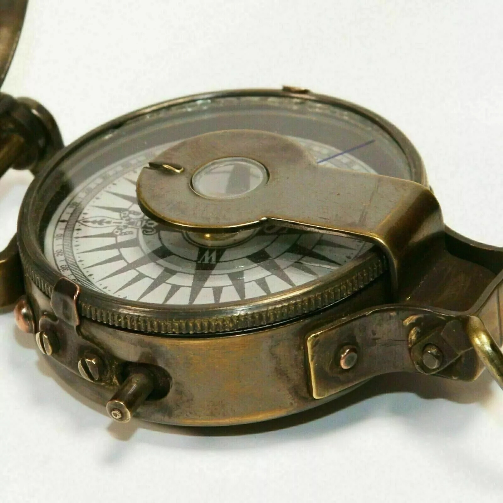 Compass Nautical Antique Brass – Vintage WWII Military Pocket Compass
