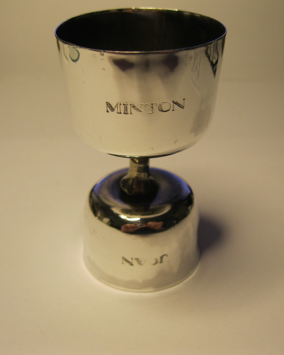 STERLING SILVER DOUBLE MEASURE MID CENTURY MODERN JIGGER CUP! INSCRIBED