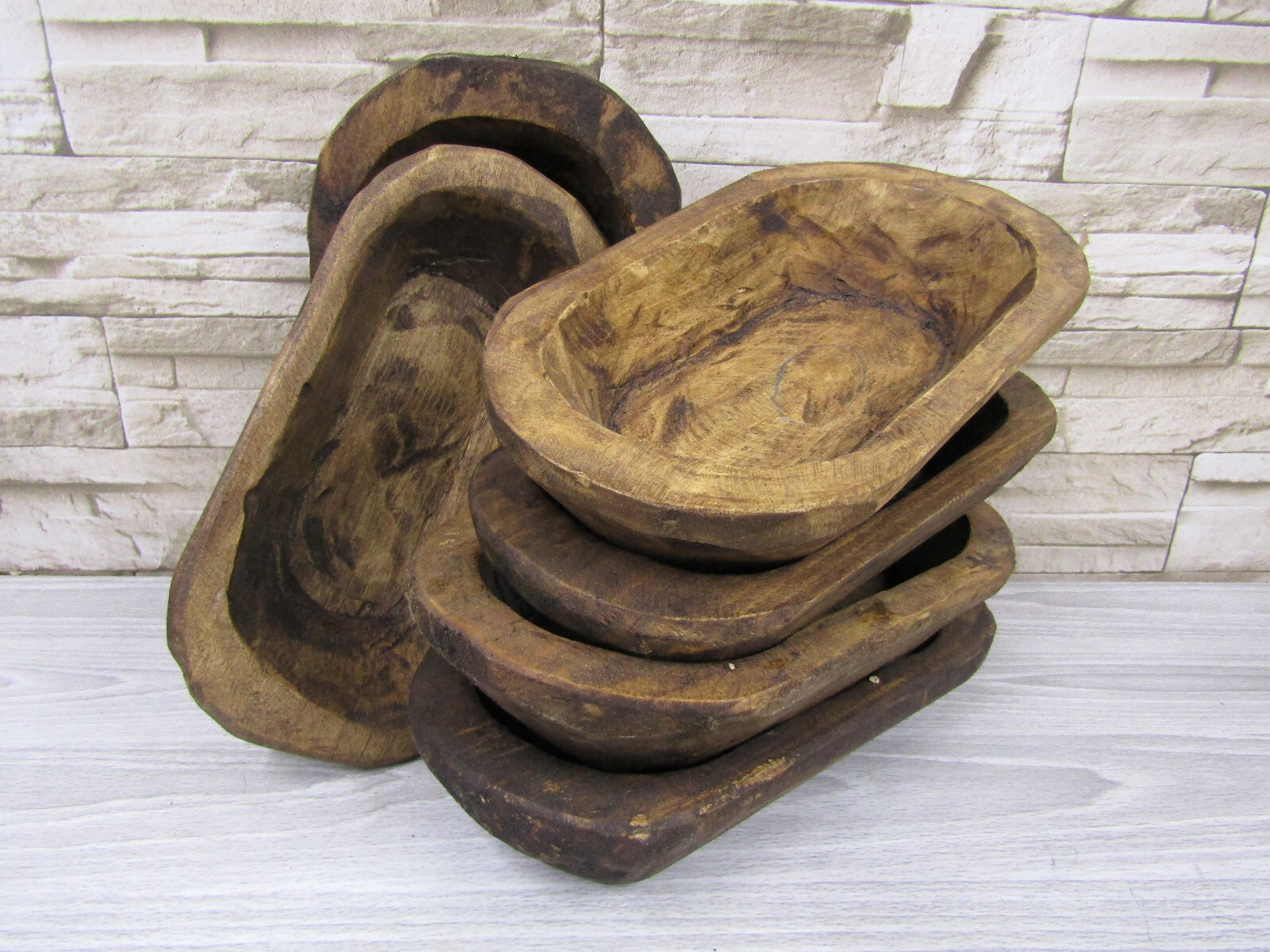 Primitive Wooden Rustic Small Mini Hand Carved Dough Bowl Farmhouse Cabin