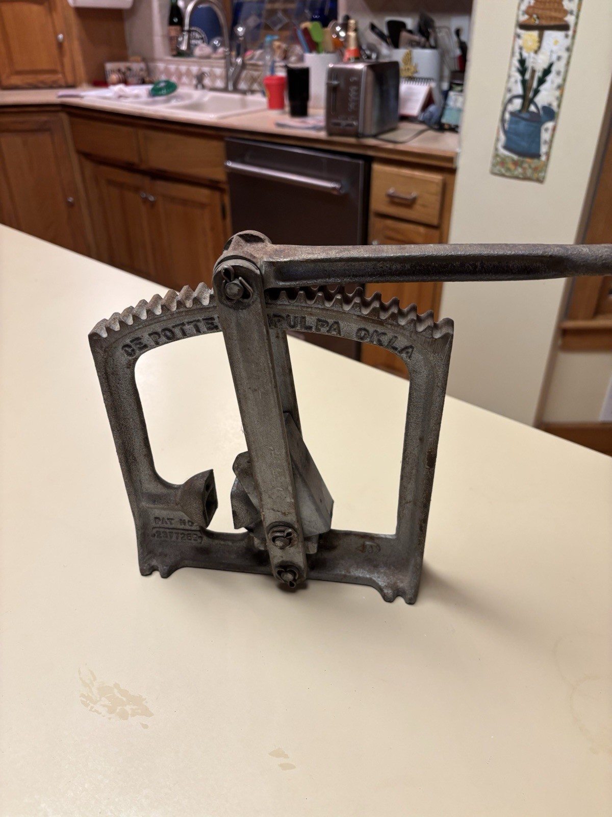 Vintage Cast Iron CE Potter Adjustable Nut Cracker Sapulpa, Oklahoma