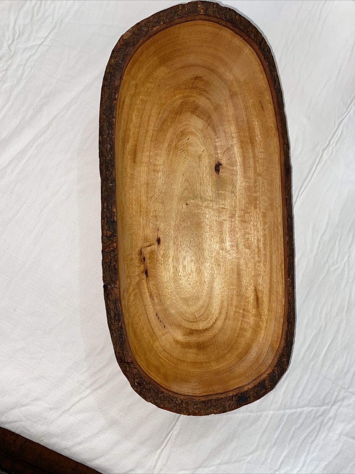 Rustic, Live Edge, Rectangle, Hand, Turned Wooden Bowl 15”L￼
