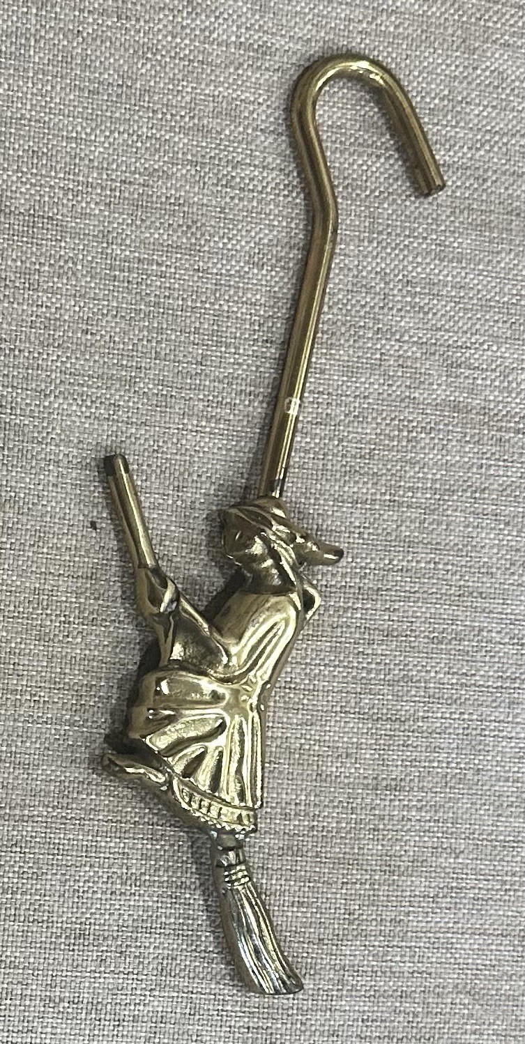 Brass Witch On Broom Damper Pull 12.5 X 3 Taiwan