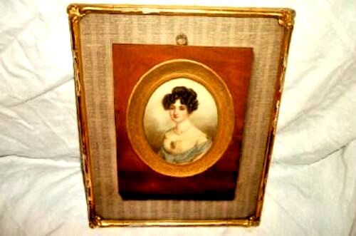 Miniature Lady Portrait Print Rodolpho Bell Tinted From Painting Museum Souvenir