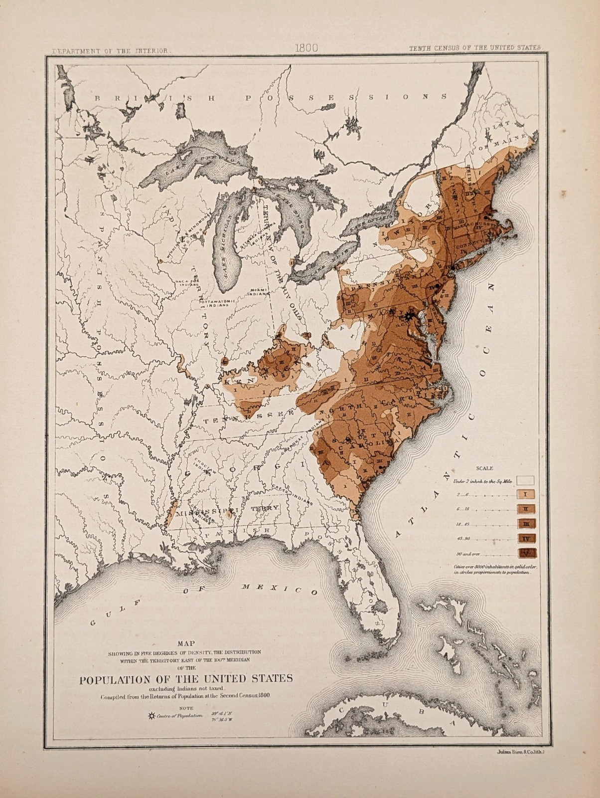 1800 UNITED STATES – TERRITORIES Map ORIGINAL – SPANISH FLORIDA 1880