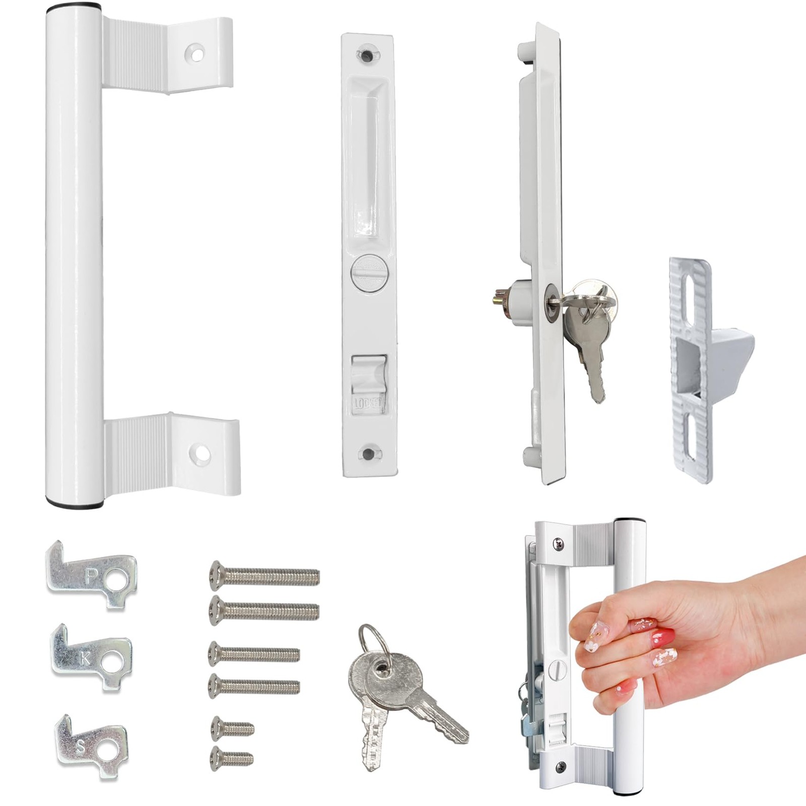 Young Dance Sliding Glass Door Handle Set with Lock – Easy White –