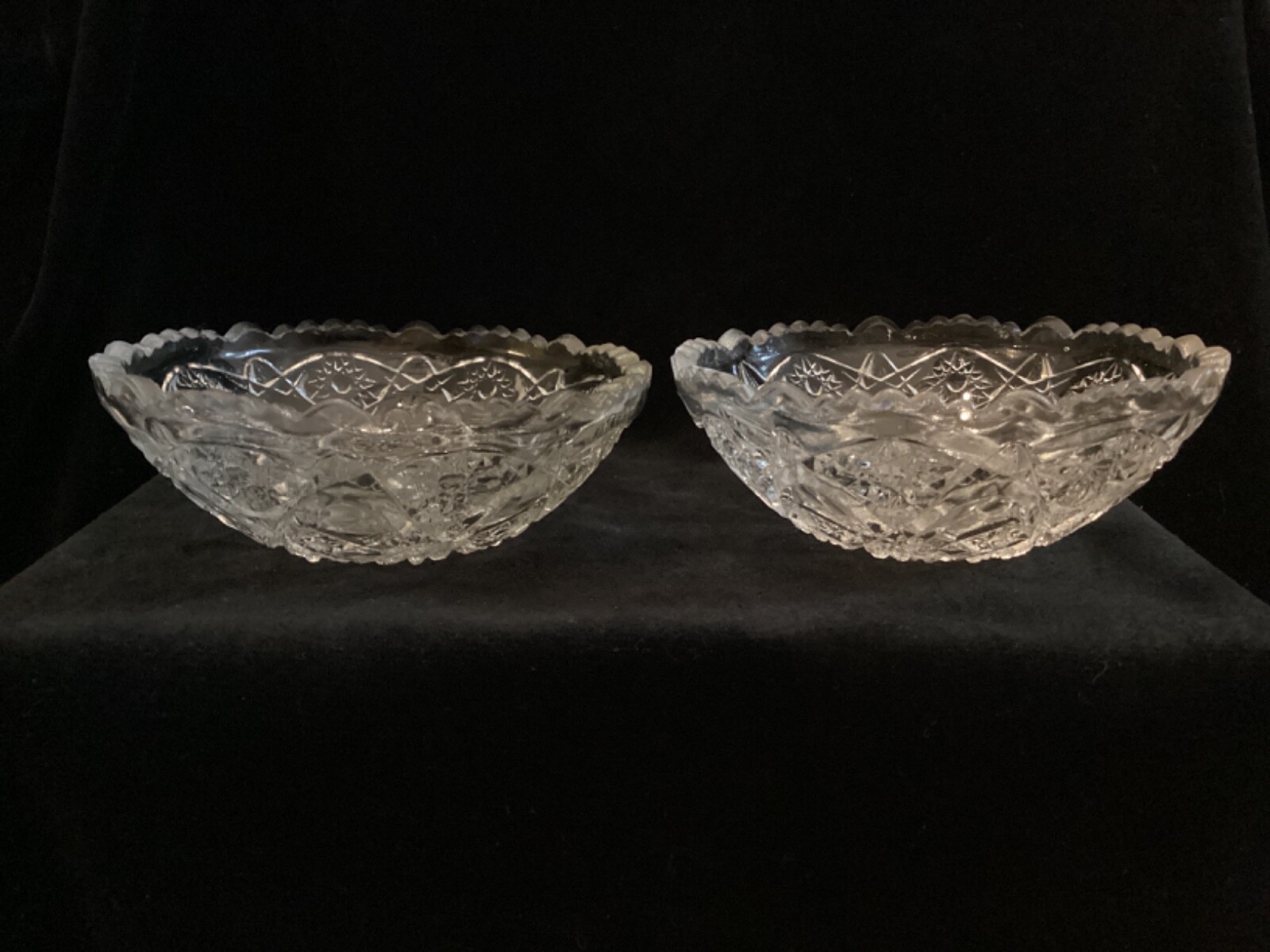 EAPG – Indiana Glass Co. #122 “Banded Hobstar” (2) individual berry bowls