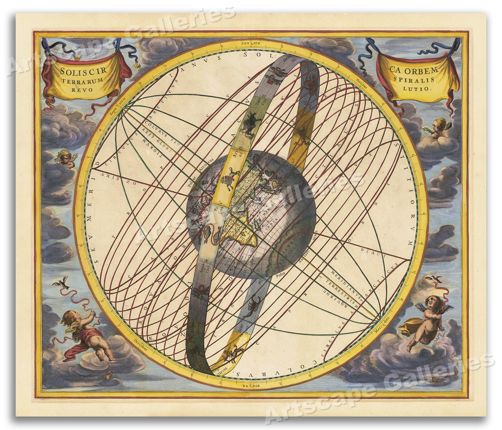1660 Spiral Revolution of the Sun – Plate 17 of the Harmonia Macrocosmica 20×24