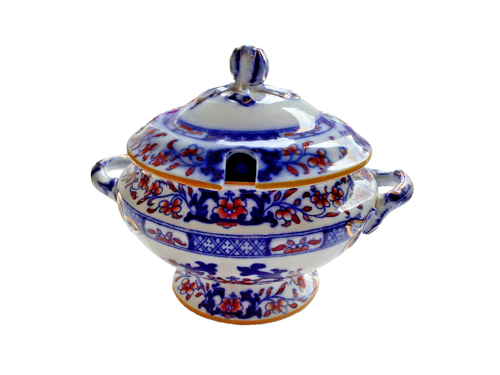 Minton Imari Tureen Small Handles Stoneware c1900’s Antique England