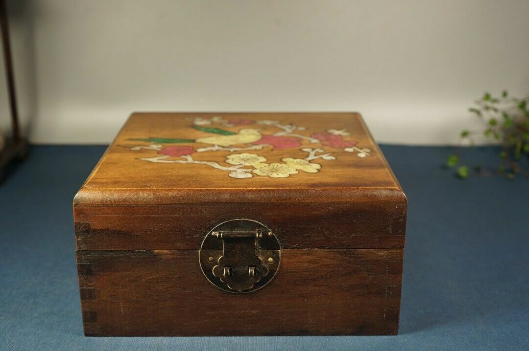 Chinese Natural Rosewood Inlaid shells Handmade Exquisite Boxes 103821
