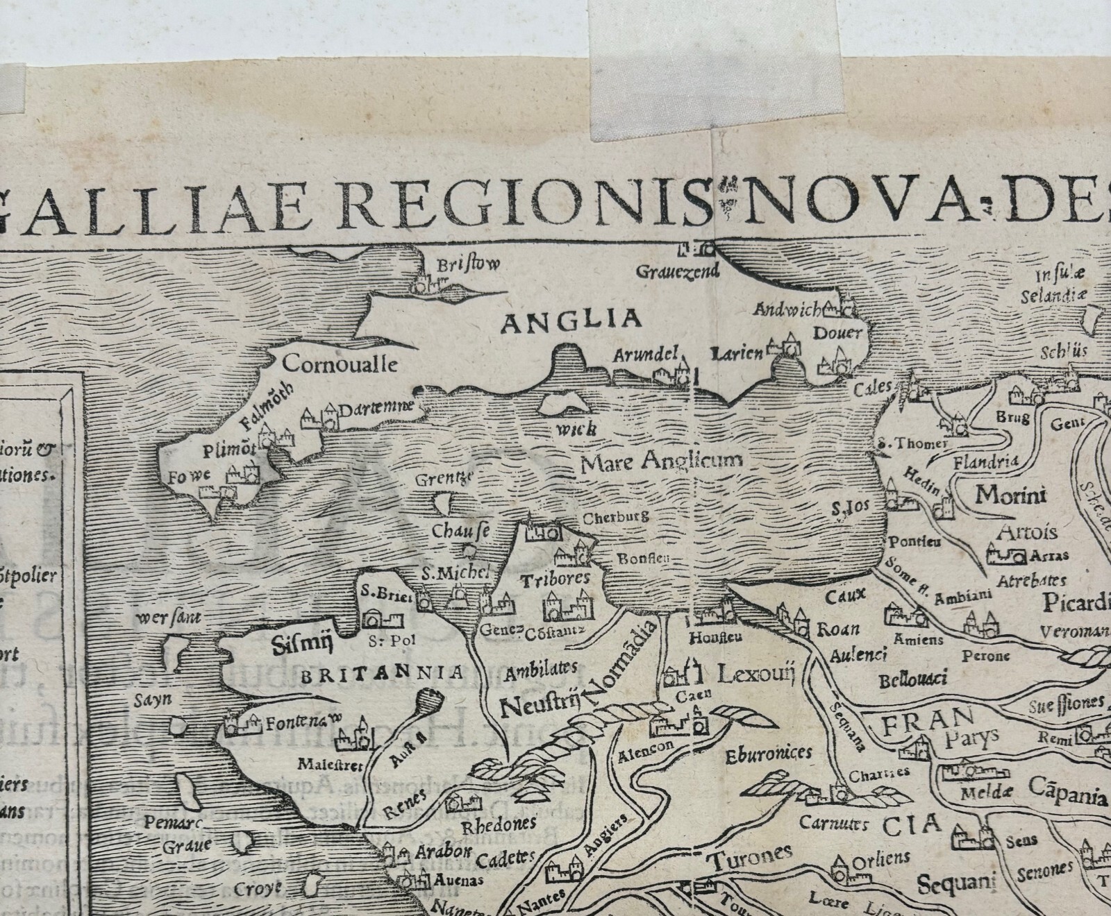 Antique c1550 Sebastian Munster MAP Galliae FRANCE from COSMOGRAPHIA UNIVERSALIS
