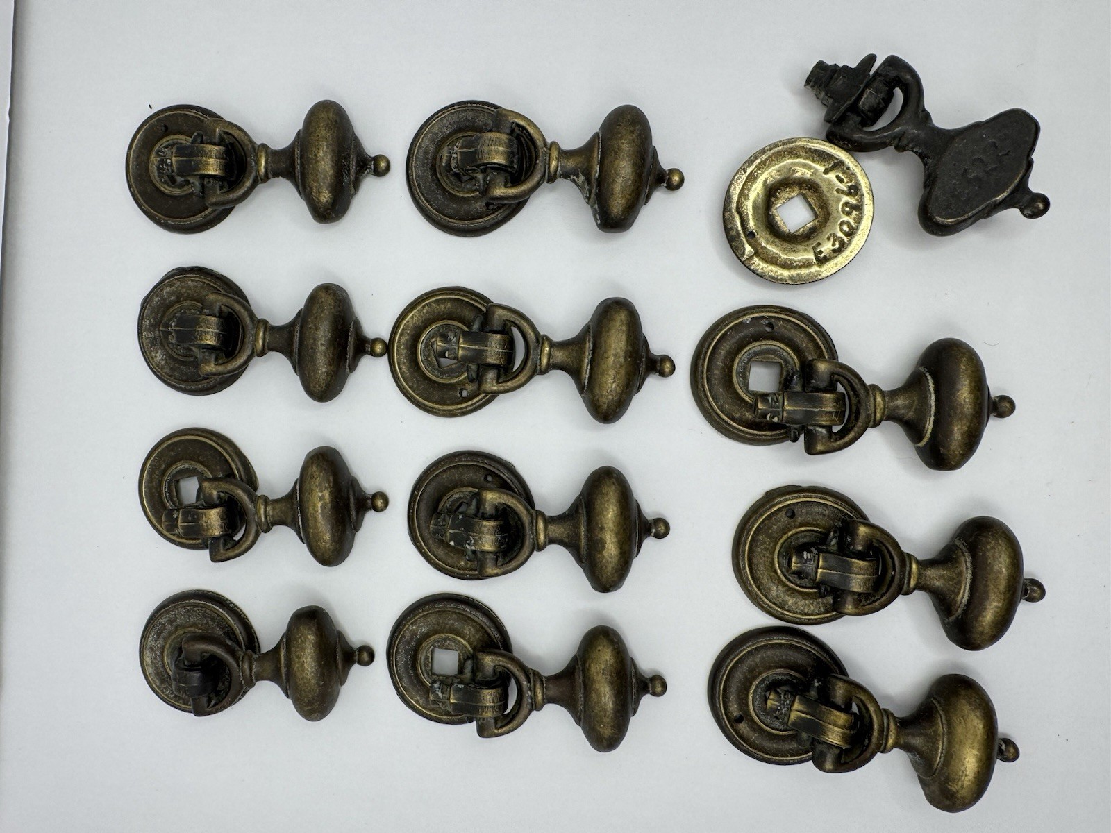 Set Of 6 Keeler Teardrop Knobs E522 With Solid Brass Backers E3096-1