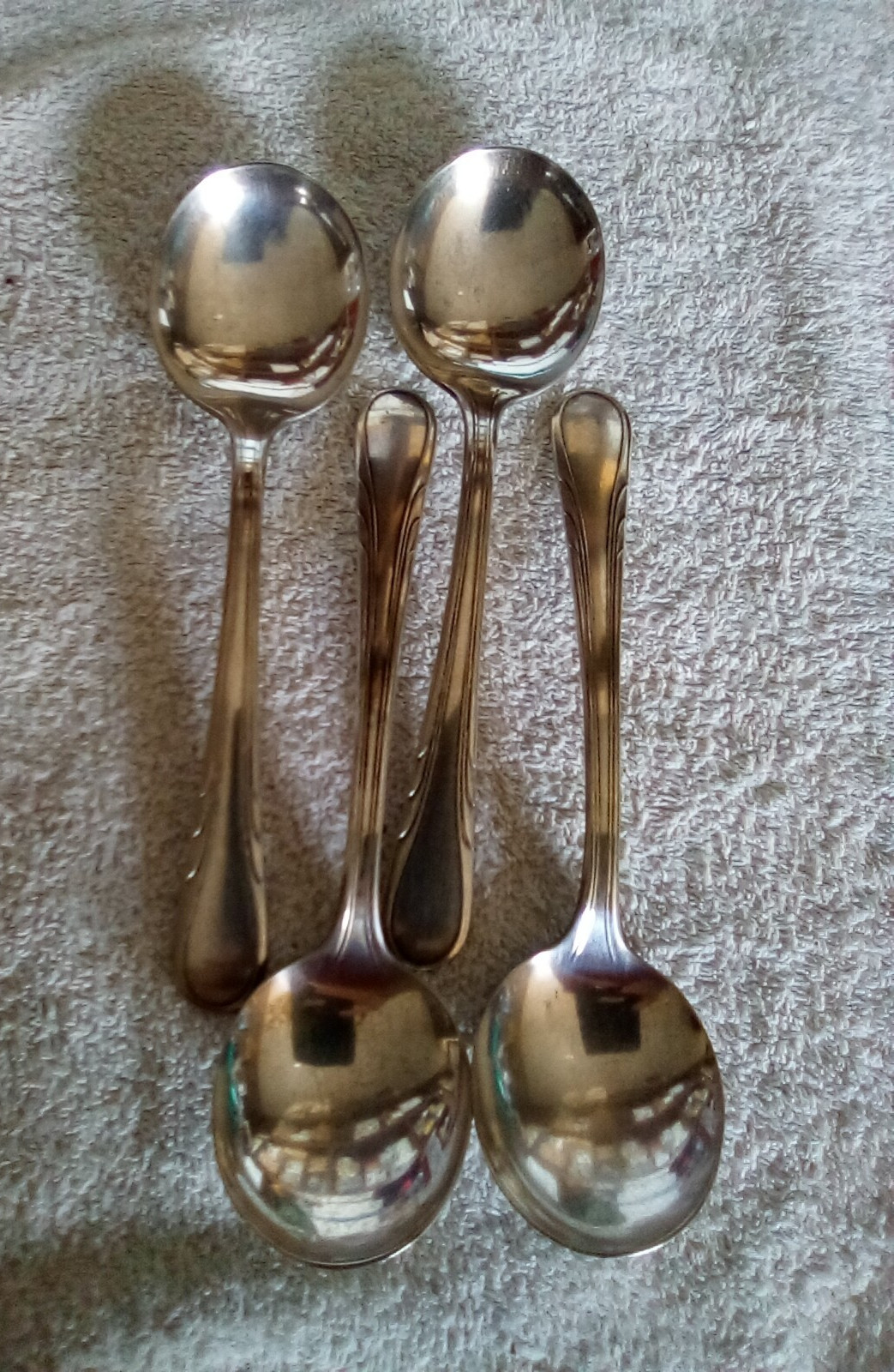 Vintage Collectible R.C.CO. ARGYLE pattern Silver plate Soup spoon set of 4