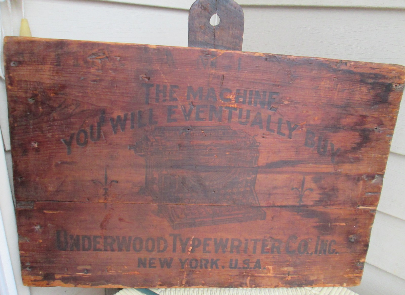 Antique Wall Sign Underwood Typewriter Co. From 1900s Shipping Crate 14″ x 21″