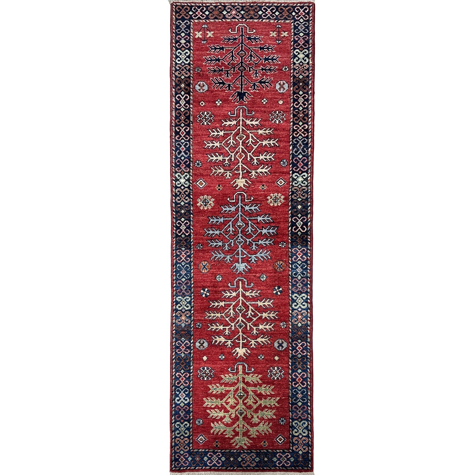 Handmade (2’7″ x 7’8″) Red Afghan Tribal Wool Runner Rug for Hallway