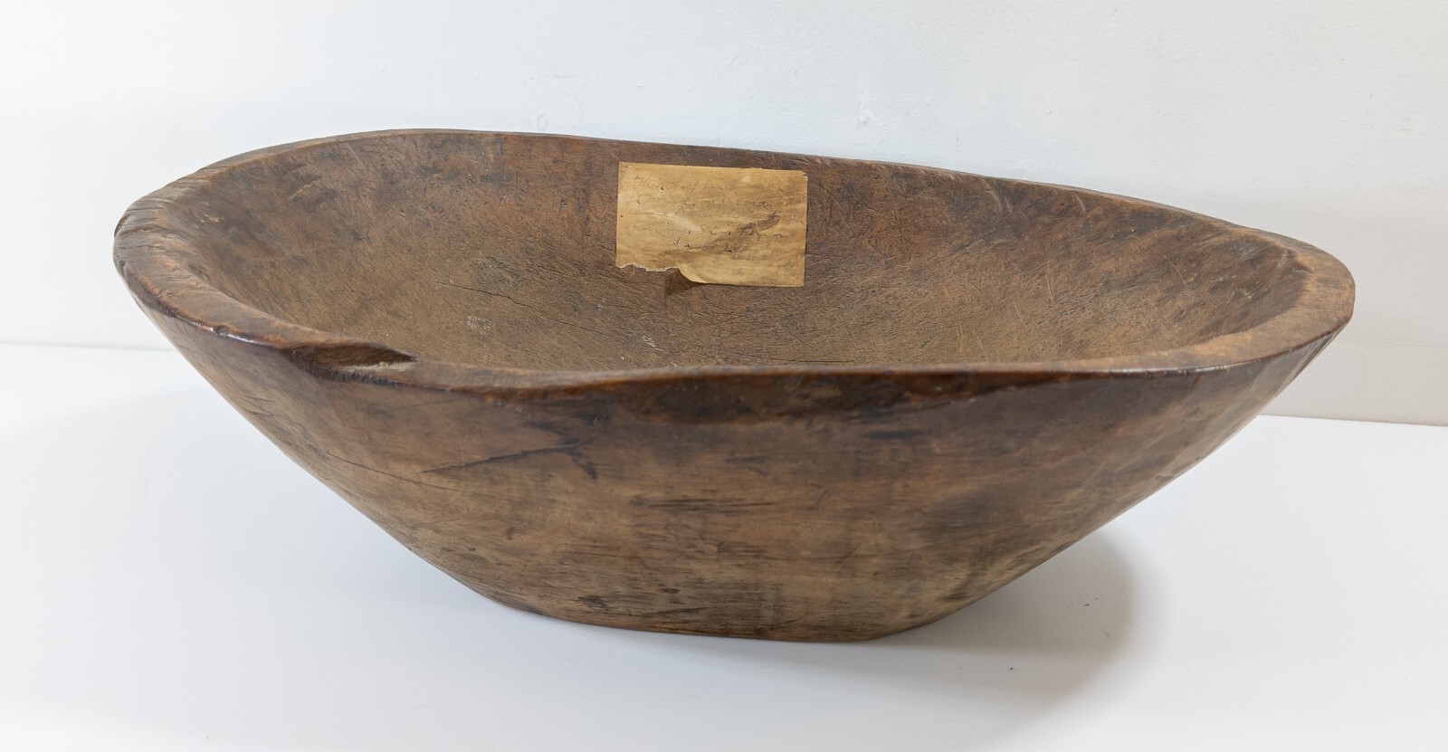 Antique Primitive Country Large Heavy Carved Burl Trencher Dough Bowl