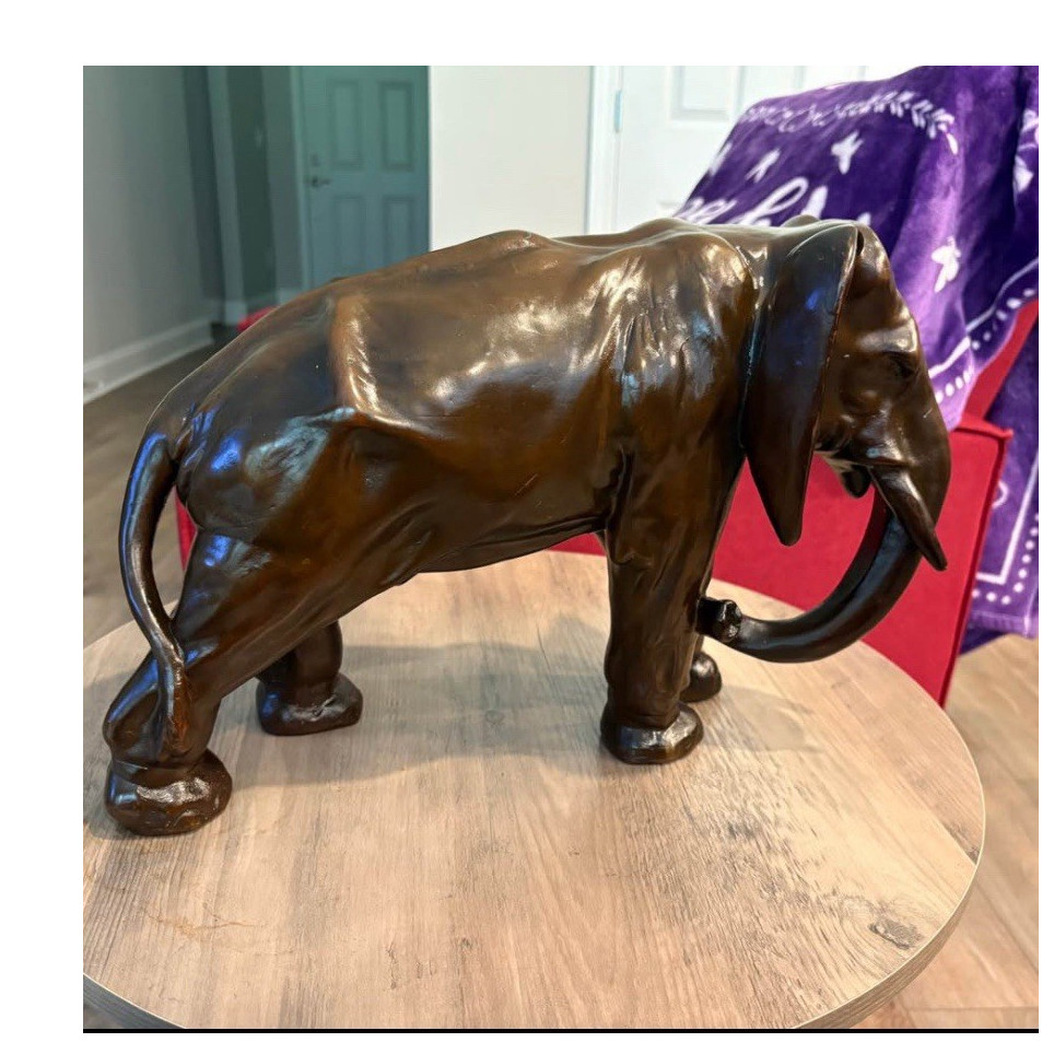 17lb-Vintage Elephant Bronze- 1920s, MCM, Sculpture, Figurine 16.5” x L 11” H