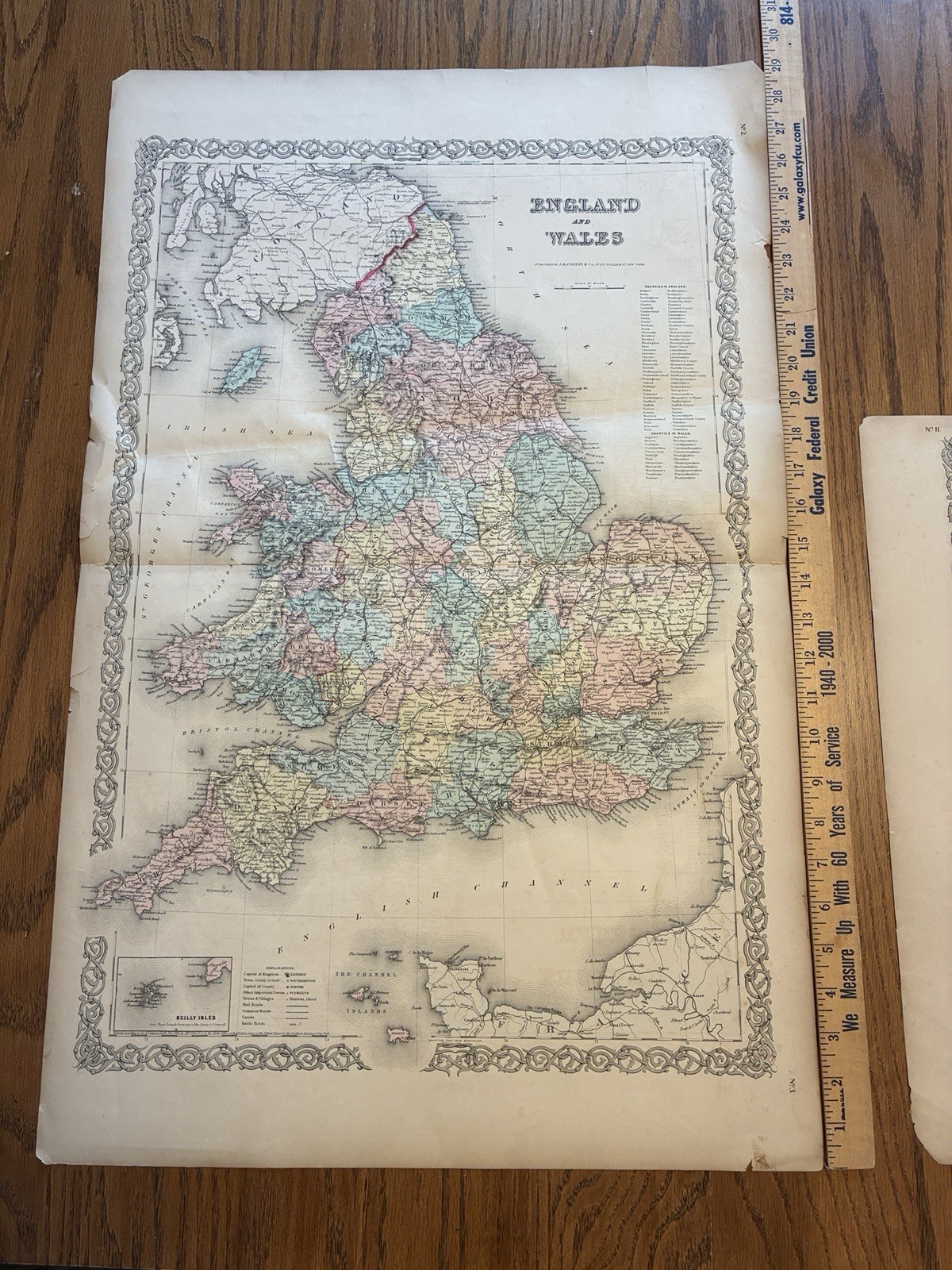 1856 Colton’s Map of England and Wales – Original Antique