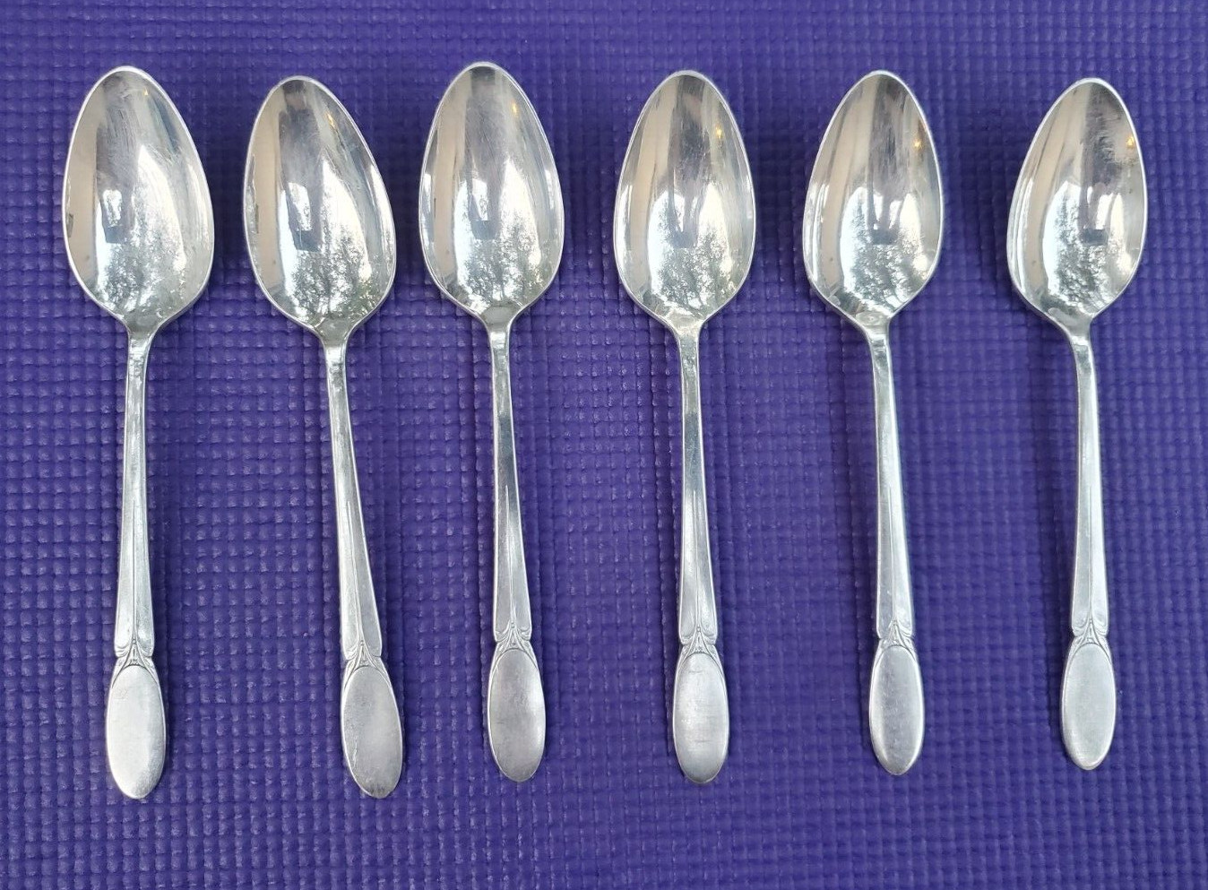 6-International Silver SYLVIA Silverplate PLACE / SOUP SPOONS 7 1/2″