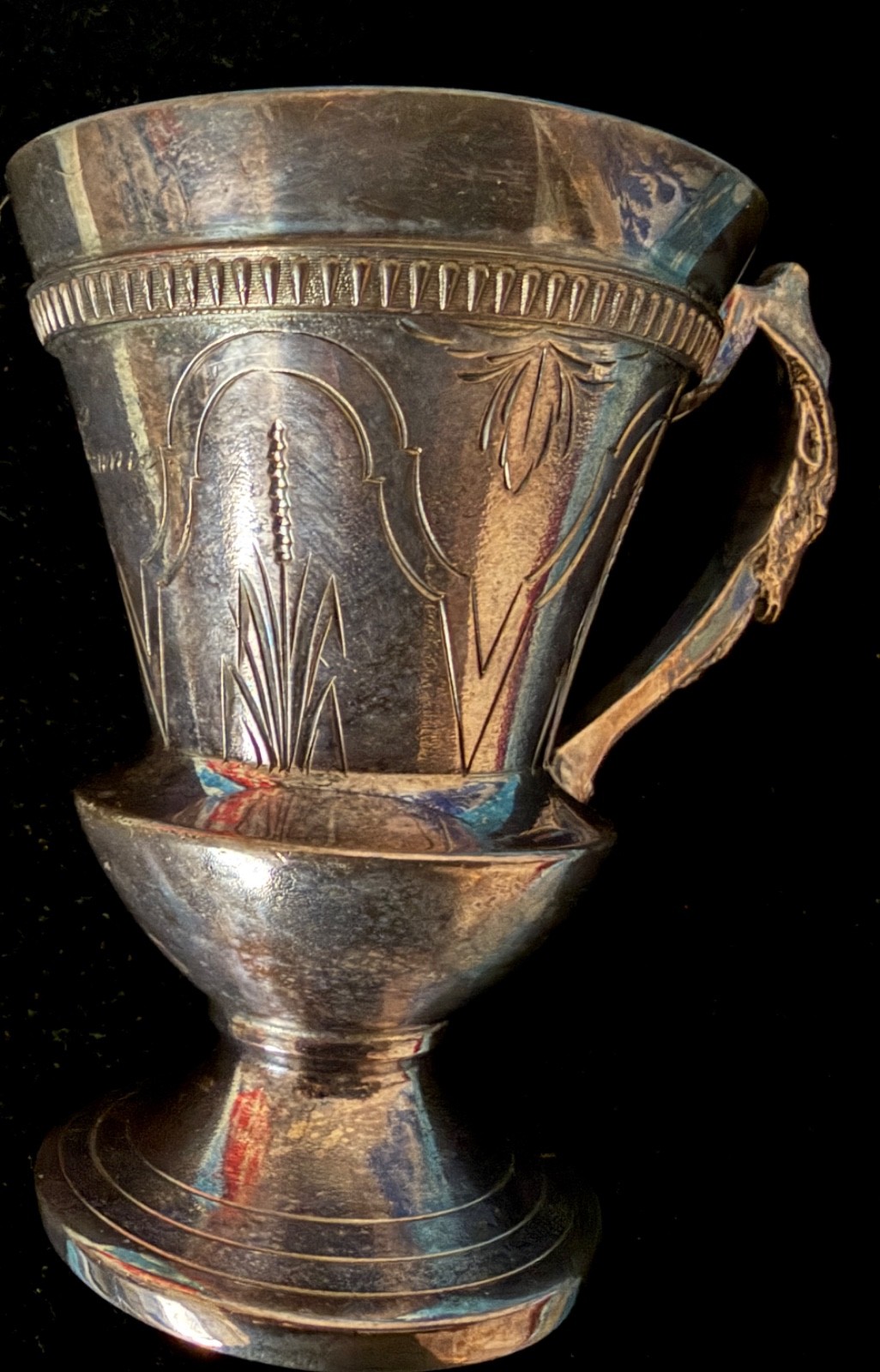 1800s TAUNTON SILVER TRIPLE PLATE CHRISTENING GOBLET