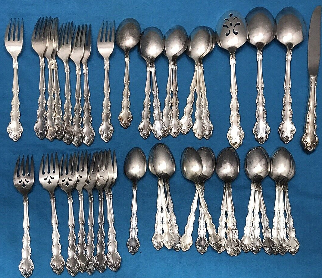 44 Pc 1971 BEETHOVEN Silverplated FLATWARE FORKS & SPOONS Oneida Community