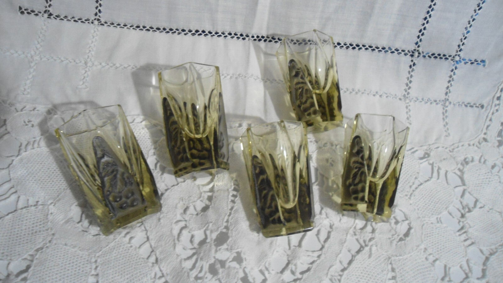 5 short Glasses Schlevogt Gablonz-Hoffmann /R. Richter Art Deco -c 1930